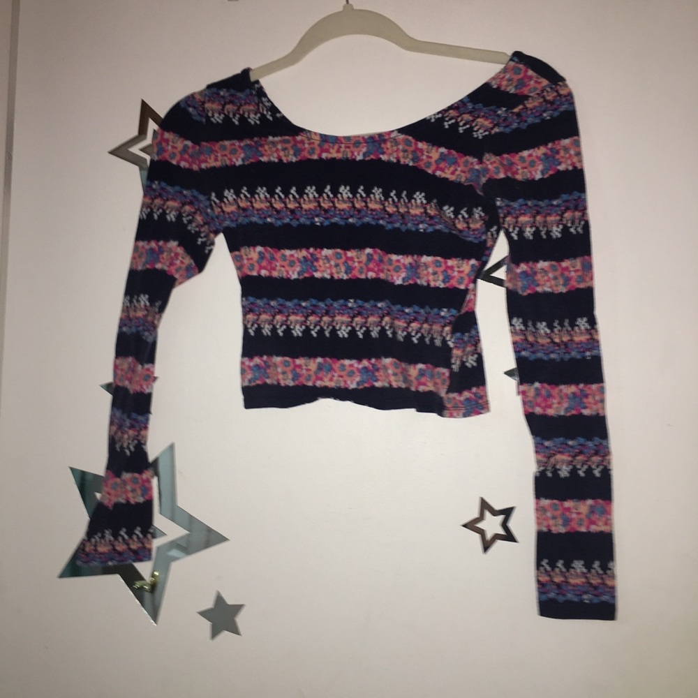 Blue and Pink pattern Crop Top